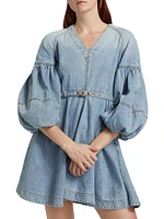 Tieneck Denim Minidress