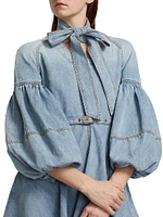 Tieneck Denim Minidress