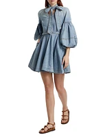 Tieneck Denim Minidress