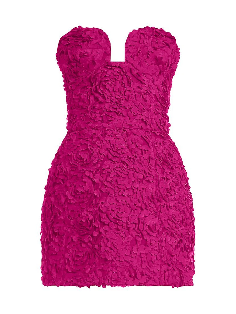 Strapless 3D Floral Minidress