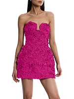 Strapless 3D Floral Minidress