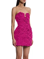 Strapless 3D Floral Minidress