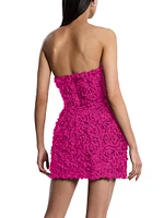 Strapless 3D Floral Minidress