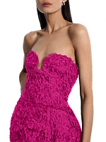 Strapless 3D Floral Minidress