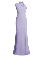 Asymmetric Drape Neck Gown