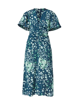 Drew Floral Ruched Midi-Dress