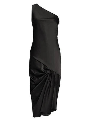 Viola Satin One-Shoulder Gown