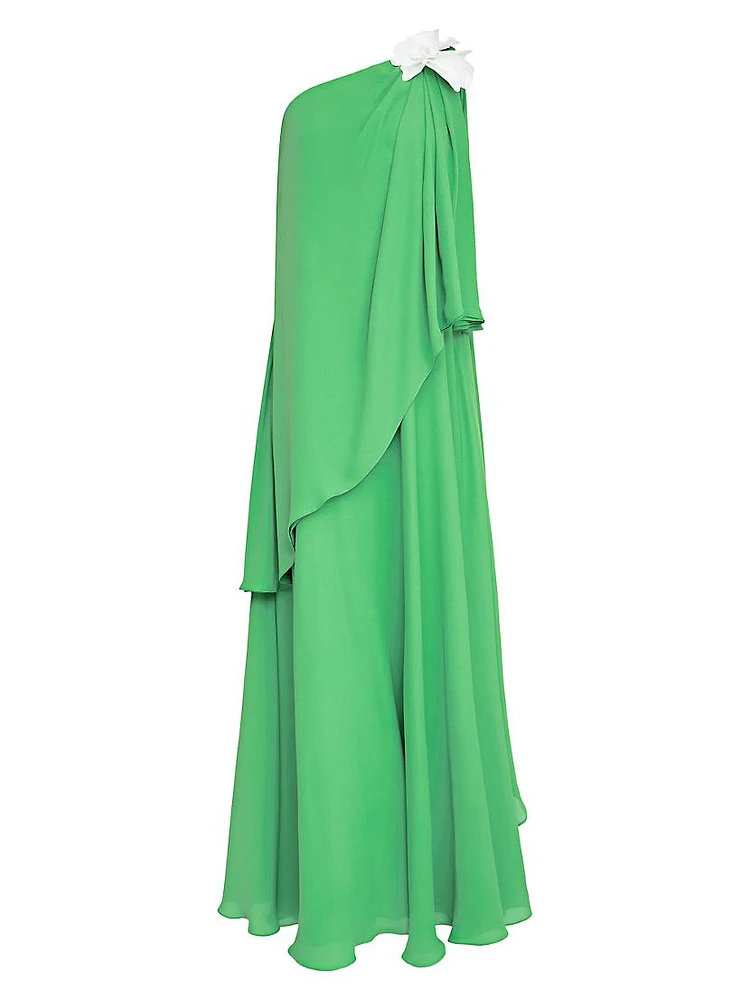 Solena One-Shoulder Georgette Gown
