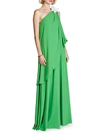 Solena One-Shoulder Georgette Gown