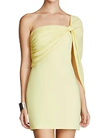 Demi Crepe Asymmetric Cape Minidress