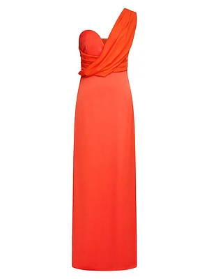 Roselle Crepe One-Shoulder Gown
