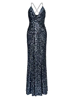 Manon Sequin Plunging V-Neck Gown