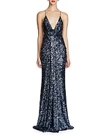 Manon Sequin Plunging V-Neck Gown