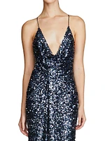 Manon Sequin Plunging V-Neck Gown