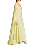 Alma Cape Crepe & Georgette Gown
