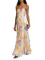Naomi Abstract Print Satin Strapless Gown