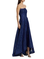 Joie Embroidered Organza Strapless A-Line Gown