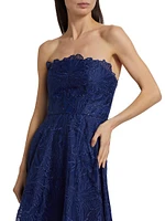 Joie Embroidered Organza Strapless A-Line Gown
