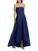 Joie Embroidered Organza Strapless A-Line Gown