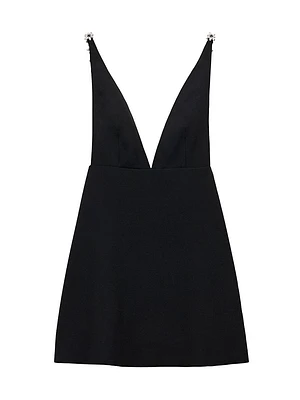 Embroidered Sable Mini-Dress