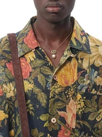 Linen Bowling Shirt with Apres L'hiver Print