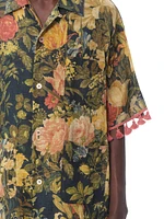 Linen Bowling Shirt with Apres L'hiver Print