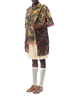 Linen Bowling Shirt with Apres L'hiver Print