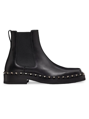 M-Way Rockstud Ankle Boots Calfskin Leather