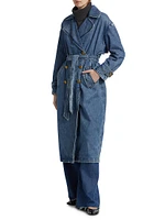 Alora Denim Tie-Waist Trench Coat
