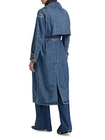 Alora Denim Tie-Waist Trench Coat