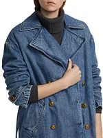 Alora Denim Tie-Waist Trench Coat