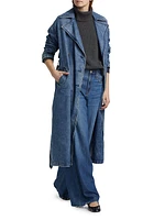 Alora Denim Tie-Waist Trench Coat