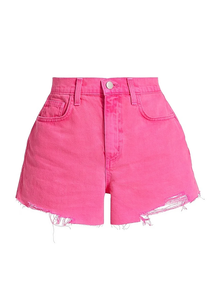 Beck Distressed Denim High-Rise Shorts