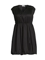 Plus Arla Gathered Cotton Minidress
