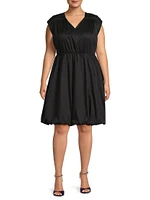 Plus Arla Gathered Cotton Minidress