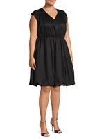 Plus Arla Gathered Cotton Minidress