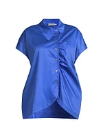 Plus Lily Cotton Asymmetric Button-Front Shirt