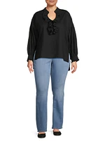Plus Cordelia Ruffled Cotton & Linen Blouse