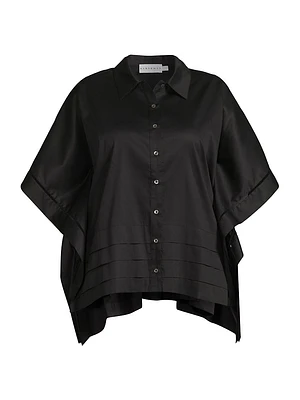 Plus Harpa Cotton Cape-Sleeve Tiered-Hem Shirt
