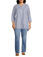 Plus Derrington Striped Cotton Button-Front Tunic