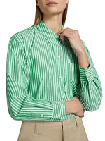 Stina Striped Cotton Poplin Button-Front Shirt