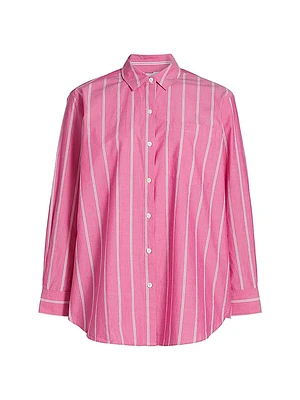 Elsa Striped Cotton Button-Front Shirt