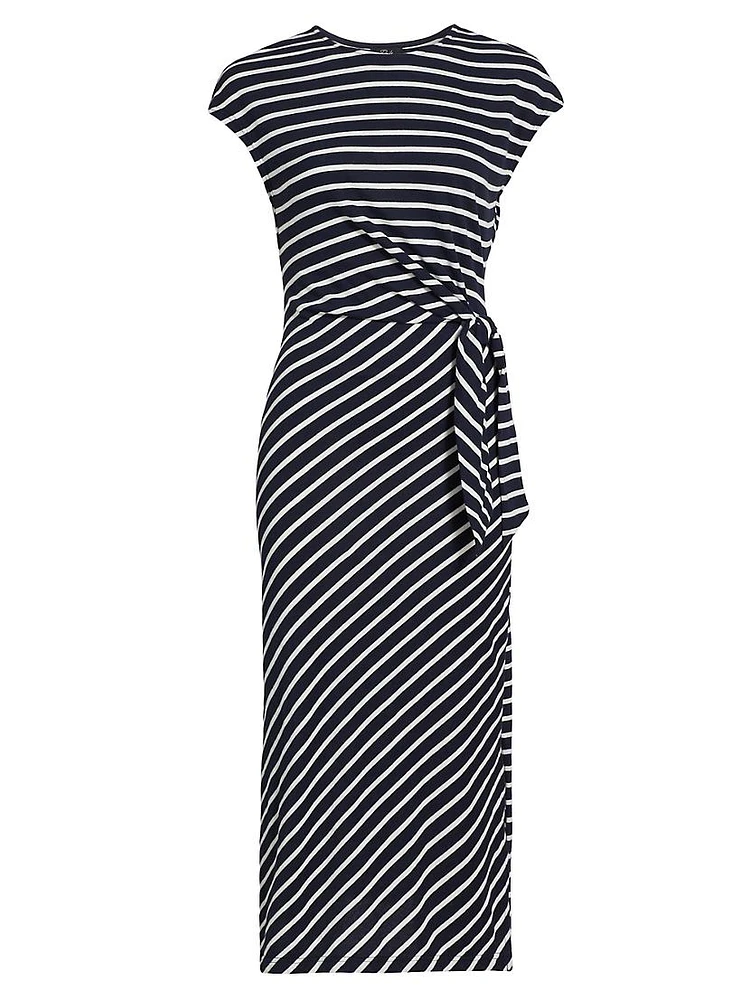Selah Striped Cotton Tie-Waist Midi-Dress