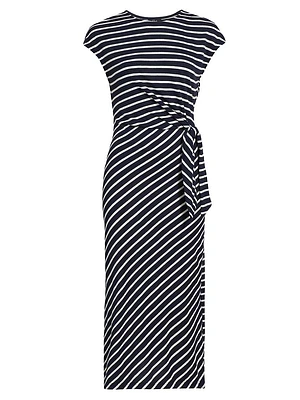 Selah Striped Cotton Tie-Waist Midi-Dress
