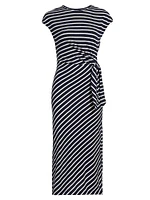 Selah Striped Cotton Tie-Waist Midi-Dress