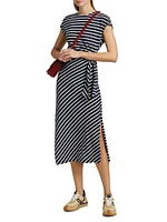 Selah Striped Cotton Tie-Waist Midi-Dress
