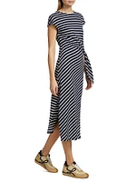 Selah Striped Cotton Tie-Waist Midi-Dress