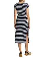 Selah Striped Cotton Tie-Waist Midi-Dress