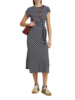 Selah Striped Cotton Tie-Waist Midi-Dress