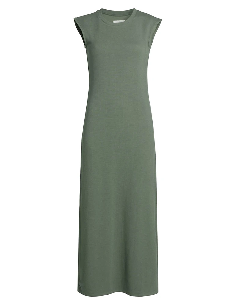 Waffle Scuba Fitted Midi-Dress